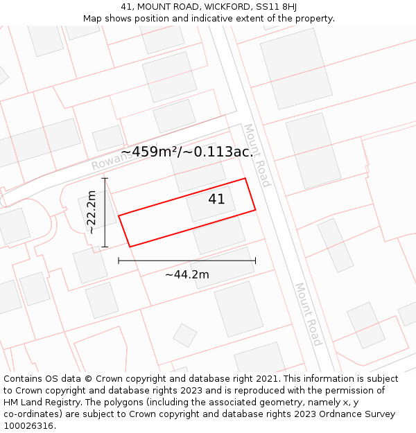 41, MOUNT ROAD, WICKFORD, SS11 8HJ: Plot and title map