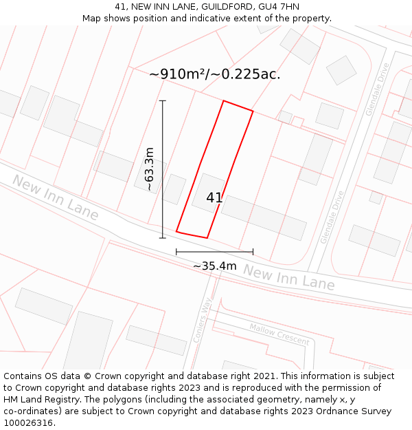 41, NEW INN LANE, GUILDFORD, GU4 7HN: Plot and title map