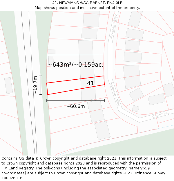 41, NEWMANS WAY, BARNET, EN4 0LR: Plot and title map