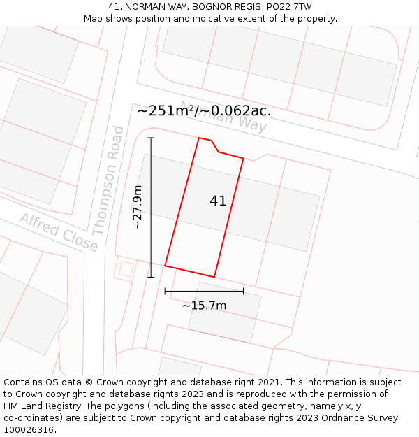 41, NORMAN WAY, BOGNOR REGIS, PO22 7TW: Plot and title map