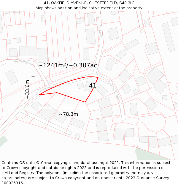 41, OAKFIELD AVENUE, CHESTERFIELD, S40 3LE: Plot and title map