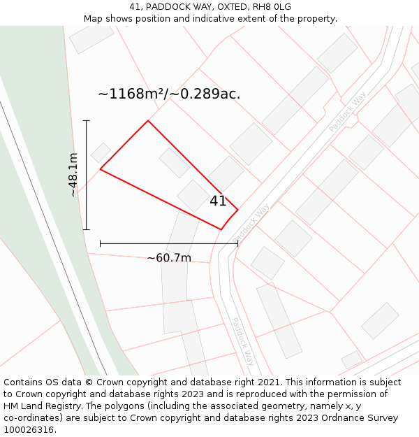 41, PADDOCK WAY, OXTED, RH8 0LG: Plot and title map