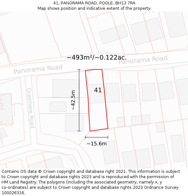 41, PANORAMA ROAD, POOLE, BH13 7RA: Plot and title map