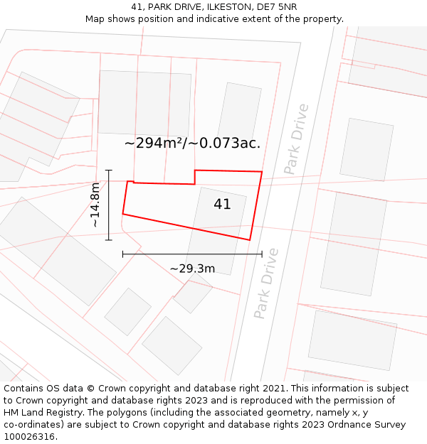 41, PARK DRIVE, ILKESTON, DE7 5NR: Plot and title map