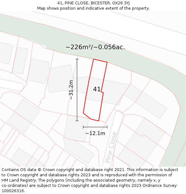 41, PINE CLOSE, BICESTER, OX26 3YJ: Plot and title map