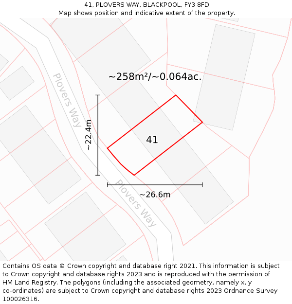 41, PLOVERS WAY, BLACKPOOL, FY3 8FD: Plot and title map
