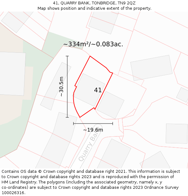 41, QUARRY BANK, TONBRIDGE, TN9 2QZ: Plot and title map