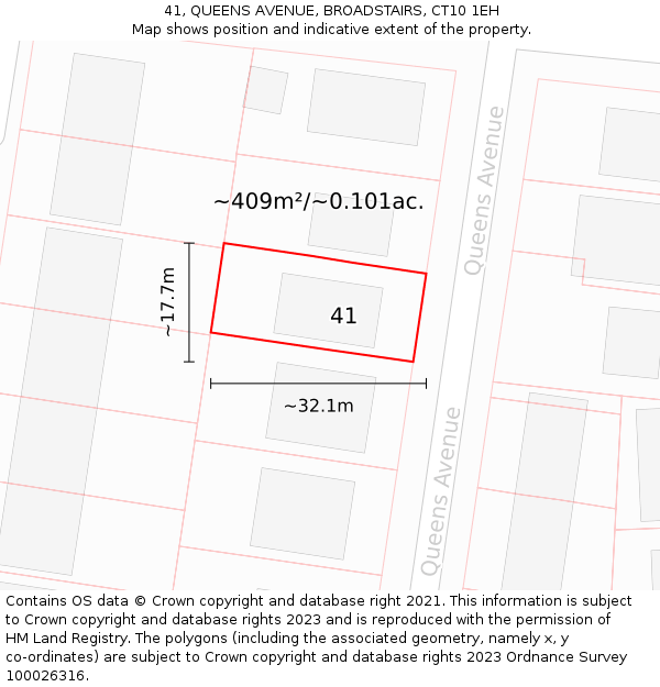 41, QUEENS AVENUE, BROADSTAIRS, CT10 1EH: Plot and title map