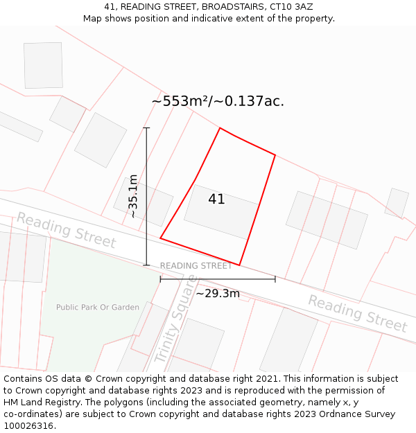 41, READING STREET, BROADSTAIRS, CT10 3AZ: Plot and title map