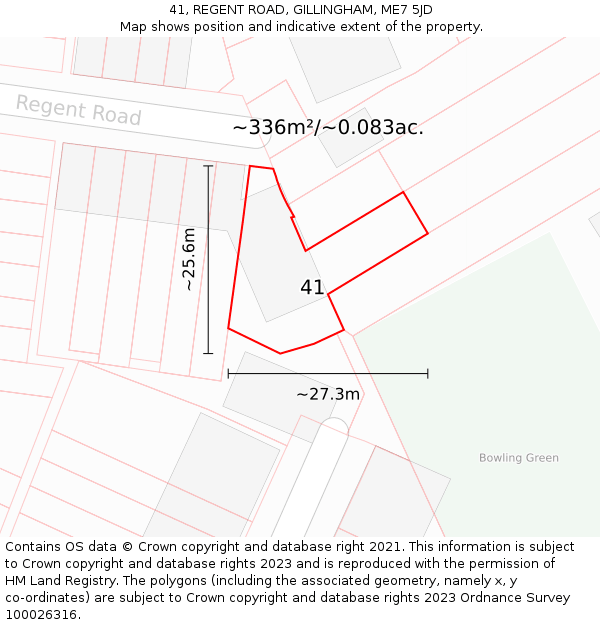 41, REGENT ROAD, GILLINGHAM, ME7 5JD: Plot and title map