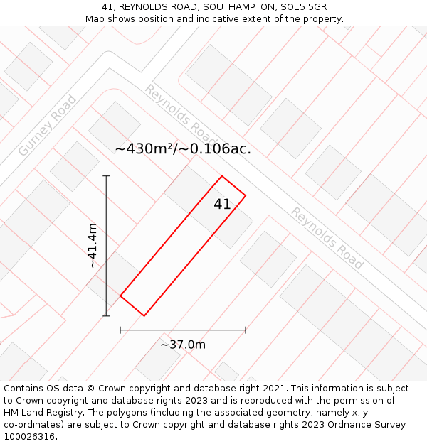 41, REYNOLDS ROAD, SOUTHAMPTON, SO15 5GR: Plot and title map