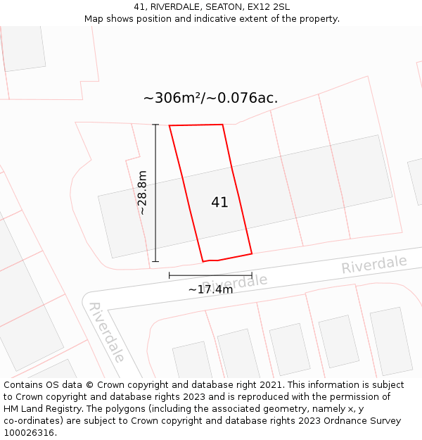 41, RIVERDALE, SEATON, EX12 2SL: Plot and title map