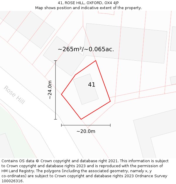 41, ROSE HILL, OXFORD, OX4 4JP: Plot and title map
