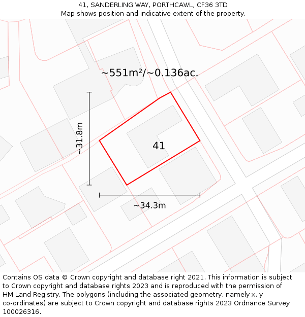 41, SANDERLING WAY, PORTHCAWL, CF36 3TD: Plot and title map