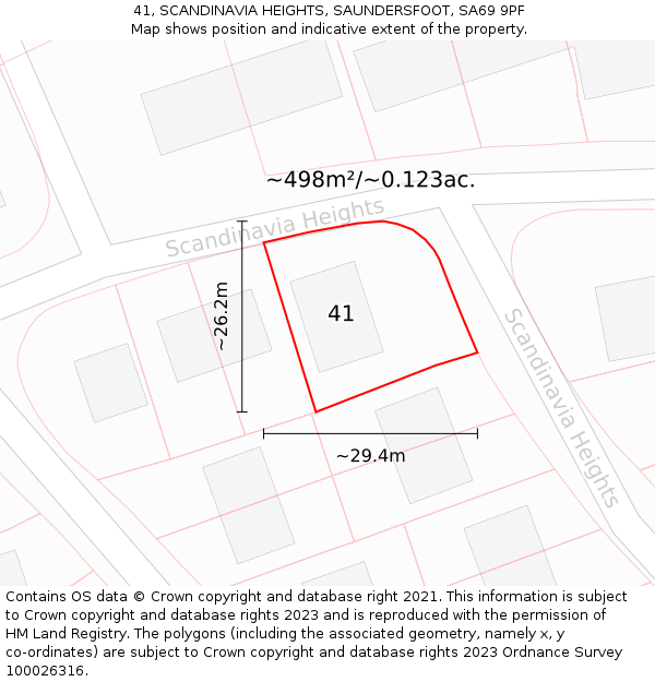 41, SCANDINAVIA HEIGHTS, SAUNDERSFOOT, SA69 9PF: Plot and title map