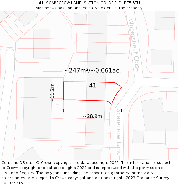 41, SCARECROW LANE, SUTTON COLDFIELD, B75 5TU: Plot and title map