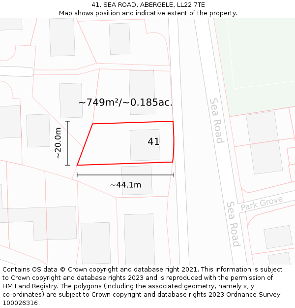 41, SEA ROAD, ABERGELE, LL22 7TE: Plot and title map