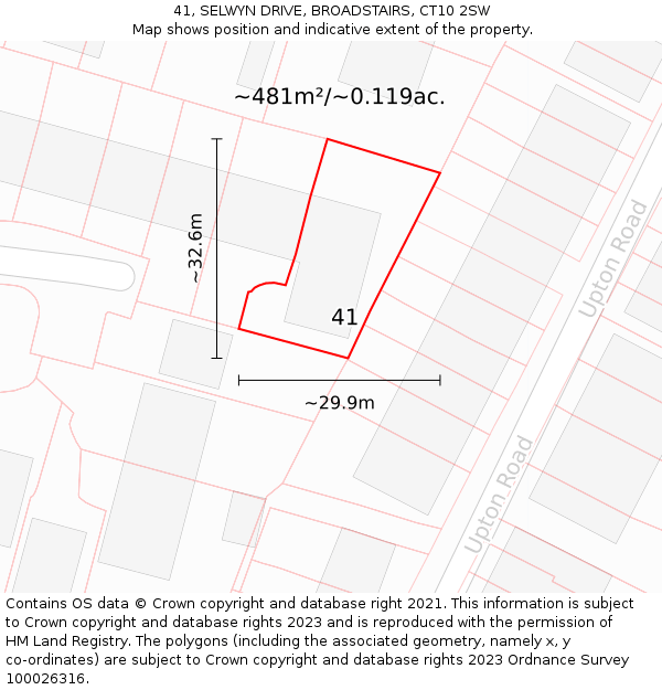 41, SELWYN DRIVE, BROADSTAIRS, CT10 2SW: Plot and title map