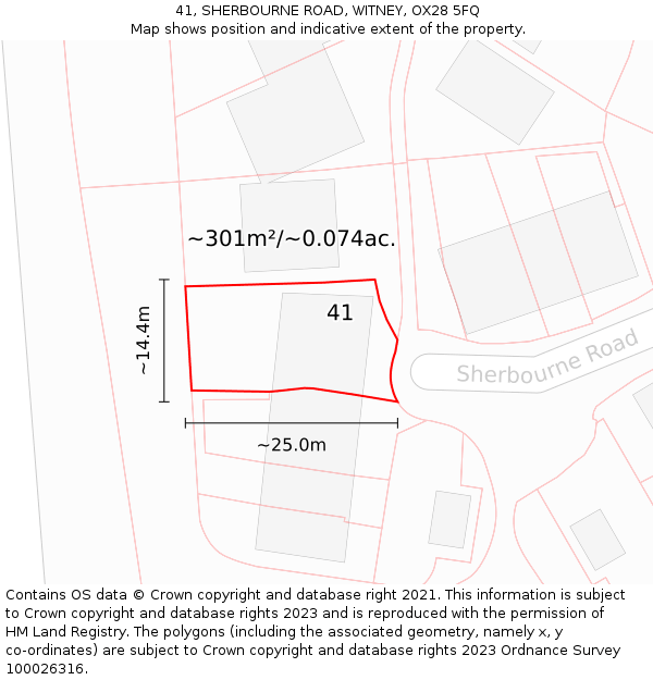 41, SHERBOURNE ROAD, WITNEY, OX28 5FQ: Plot and title map