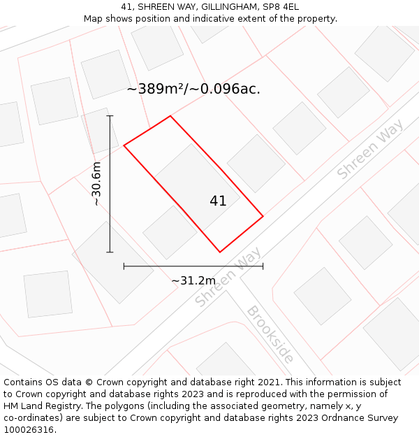 41, SHREEN WAY, GILLINGHAM, SP8 4EL: Plot and title map