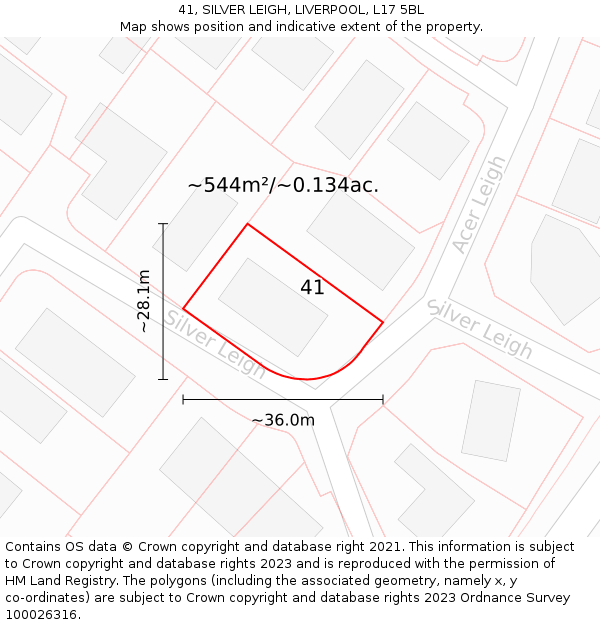 41, SILVER LEIGH, LIVERPOOL, L17 5BL: Plot and title map