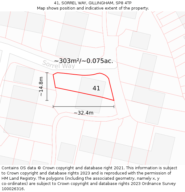 41, SORREL WAY, GILLINGHAM, SP8 4TP: Plot and title map