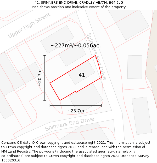 41, SPINNERS END DRIVE, CRADLEY HEATH, B64 5LG: Plot and title map