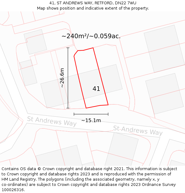 41, ST ANDREWS WAY, RETFORD, DN22 7WU: Plot and title map