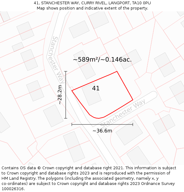 41, STANCHESTER WAY, CURRY RIVEL, LANGPORT, TA10 0PU: Plot and title map