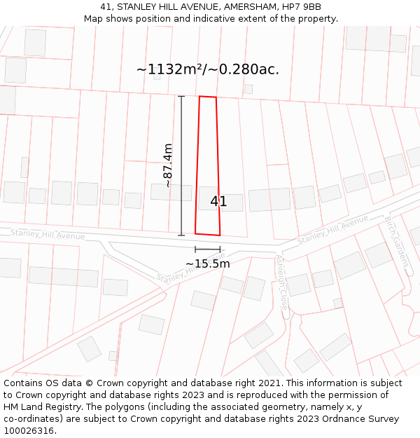 41, STANLEY HILL AVENUE, AMERSHAM, HP7 9BB: Plot and title map