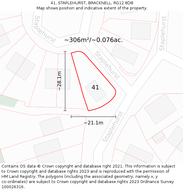 41, STAPLEHURST, BRACKNELL, RG12 8DB: Plot and title map