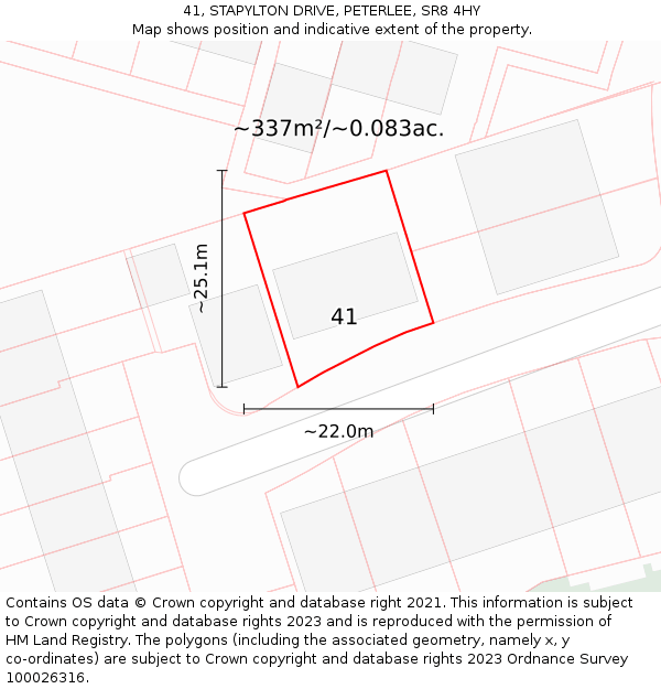 41, STAPYLTON DRIVE, PETERLEE, SR8 4HY: Plot and title map