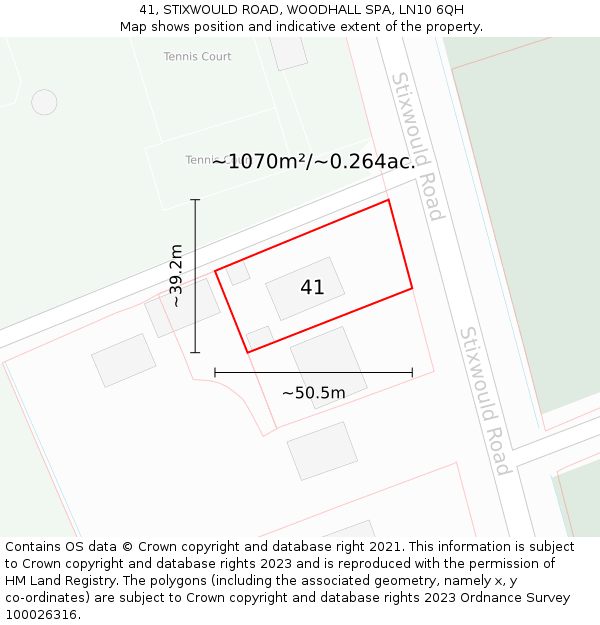 41, STIXWOULD ROAD, WOODHALL SPA, LN10 6QH: Plot and title map