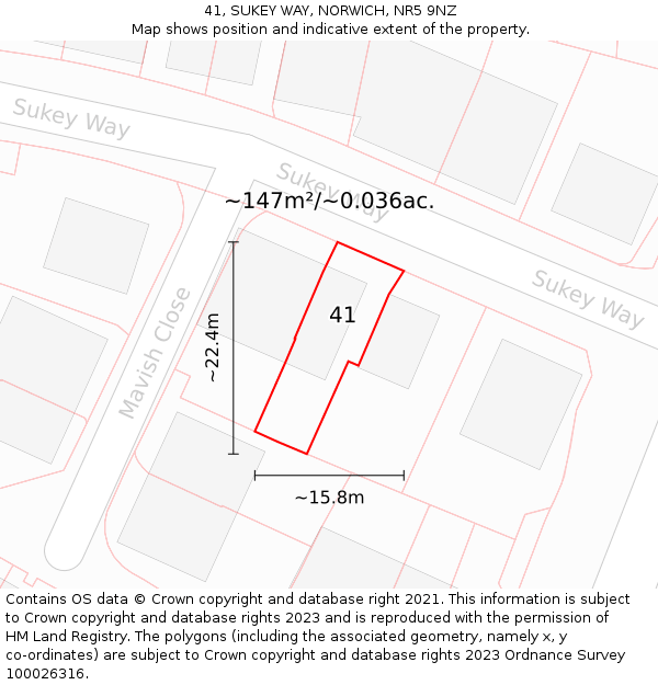 41, SUKEY WAY, NORWICH, NR5 9NZ: Plot and title map
