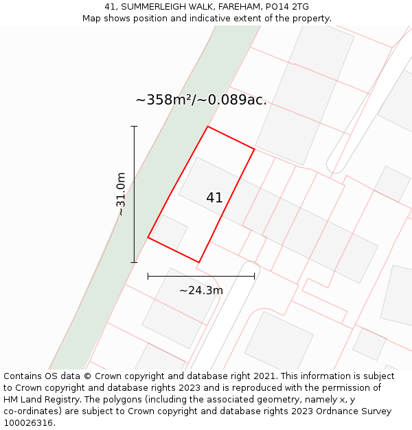 41, SUMMERLEIGH WALK, FAREHAM, PO14 2TG: Plot and title map