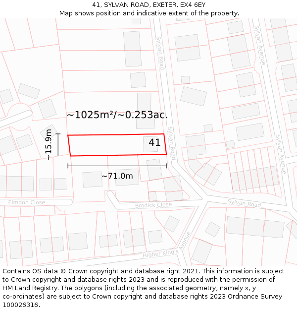 41, SYLVAN ROAD, EXETER, EX4 6EY: Plot and title map