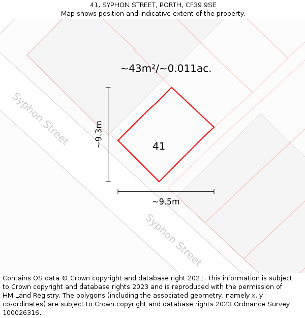 41, SYPHON STREET, PORTH, CF39 9SE: Plot and title map