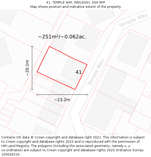 41, TEMPLE WAY, RAYLEIGH, SS6 9PP: Plot and title map