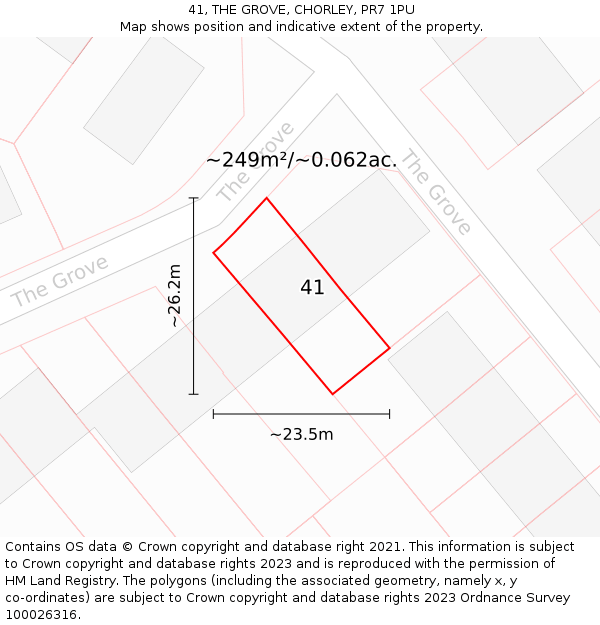 41, THE GROVE, CHORLEY, PR7 1PU: Plot and title map