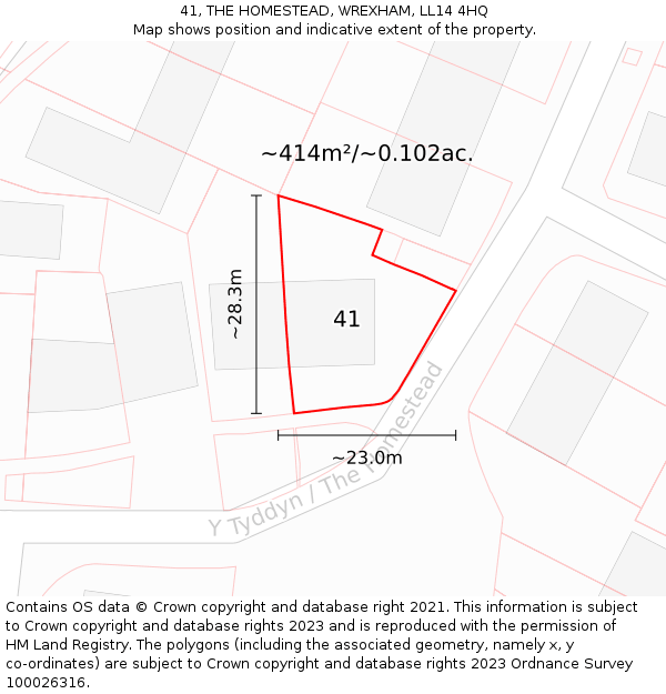 41, THE HOMESTEAD, WREXHAM, LL14 4HQ: Plot and title map