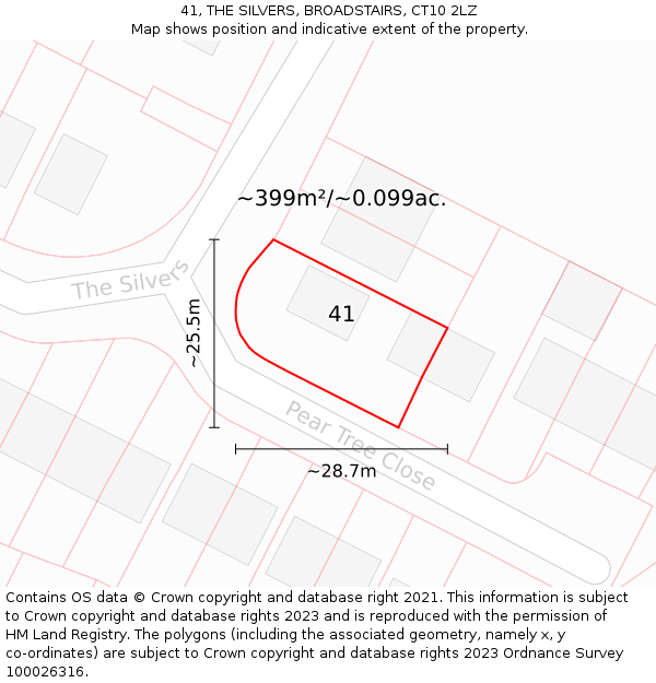 41, THE SILVERS, BROADSTAIRS, CT10 2LZ: Plot and title map