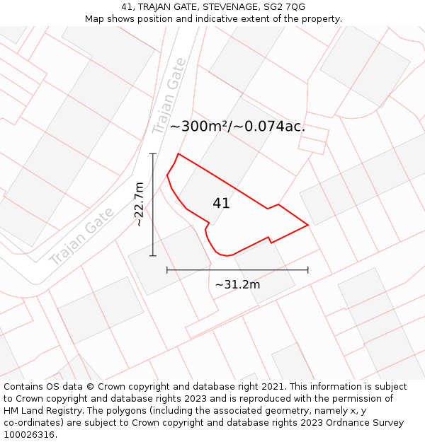 41, TRAJAN GATE, STEVENAGE, SG2 7QG: Plot and title map