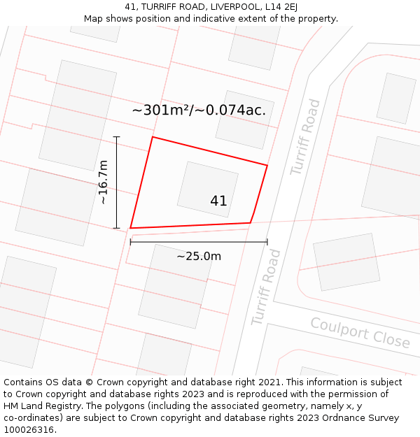 41, TURRIFF ROAD, LIVERPOOL, L14 2EJ: Plot and title map