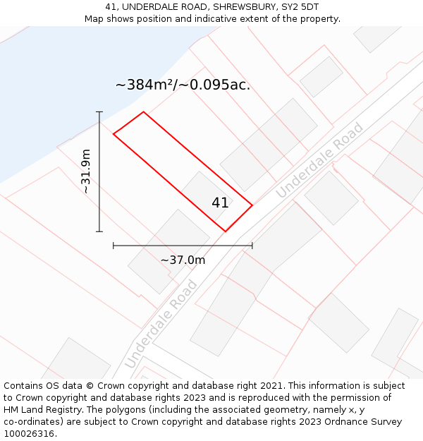 41, UNDERDALE ROAD, SHREWSBURY, SY2 5DT: Plot and title map