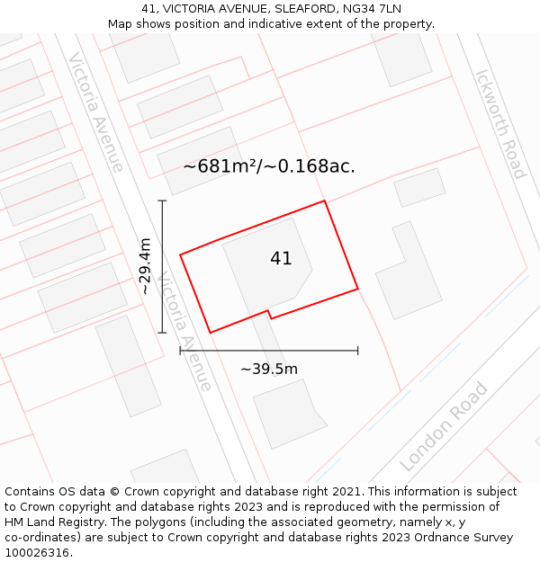 41, VICTORIA AVENUE, SLEAFORD, NG34 7LN: Plot and title map