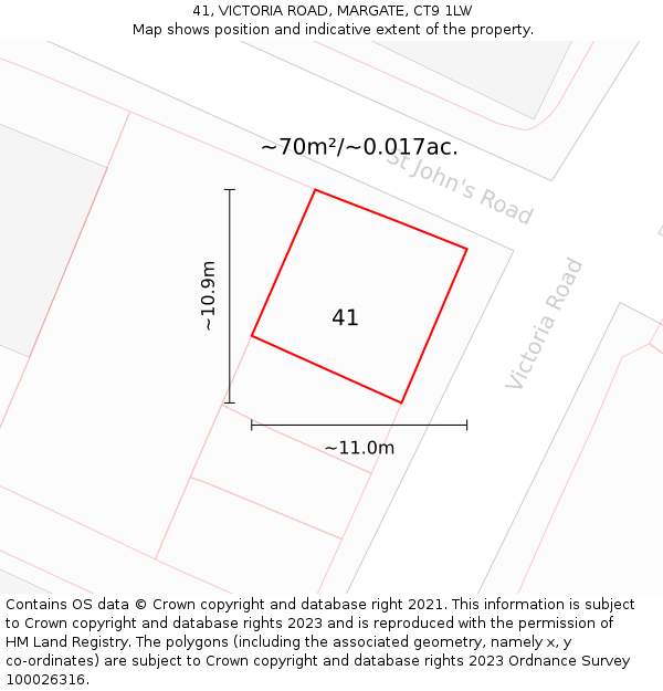 41, VICTORIA ROAD, MARGATE, CT9 1LW: Plot and title map