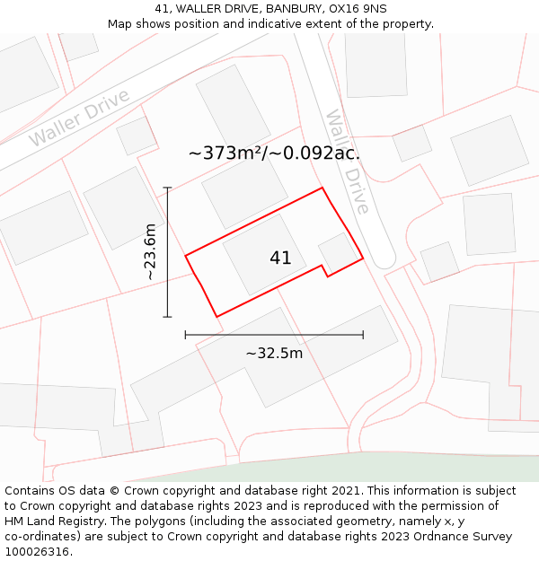 41, WALLER DRIVE, BANBURY, OX16 9NS: Plot and title map
