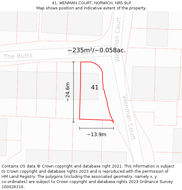 41, WENMAN COURT, NORWICH, NR5 9LP: Plot and title map