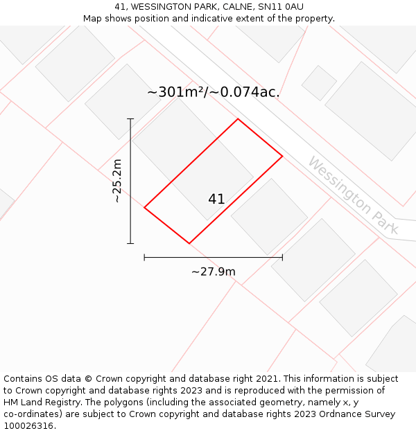 41, WESSINGTON PARK, CALNE, SN11 0AU: Plot and title map