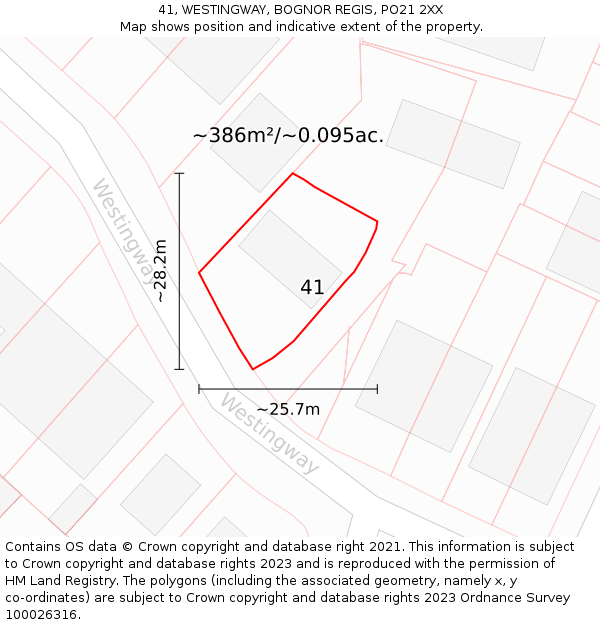 41, WESTINGWAY, BOGNOR REGIS, PO21 2XX: Plot and title map